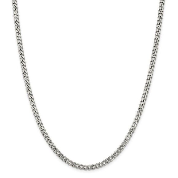 4.5mm Rhodium Plated Sterling Silver Solid Curb Chain Necklace, 18 In - Picture 2 of 7
